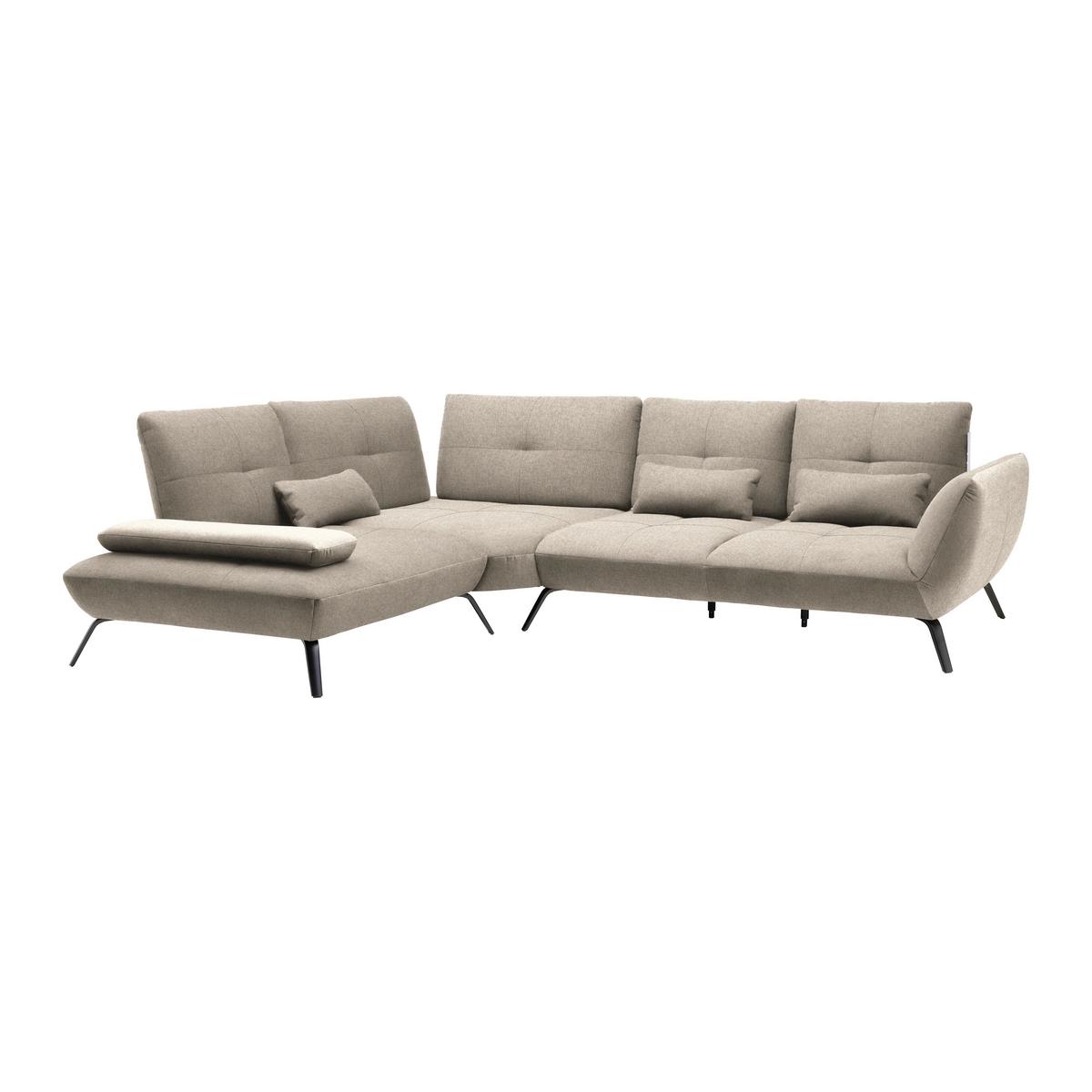 Rohová sedačka TRENDY, ľavá, écru - čierna/écru, Modern, kov/kompozitné drevo (250/93/310cm) - Premium Living