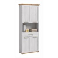 Hochschrank Verona Eiche Dekor /Lärchefarben B: 74cm - Silberfarben/Lärchefarben, Trend, Holzwerkstoff (74/187/34cm) - MID.YOU