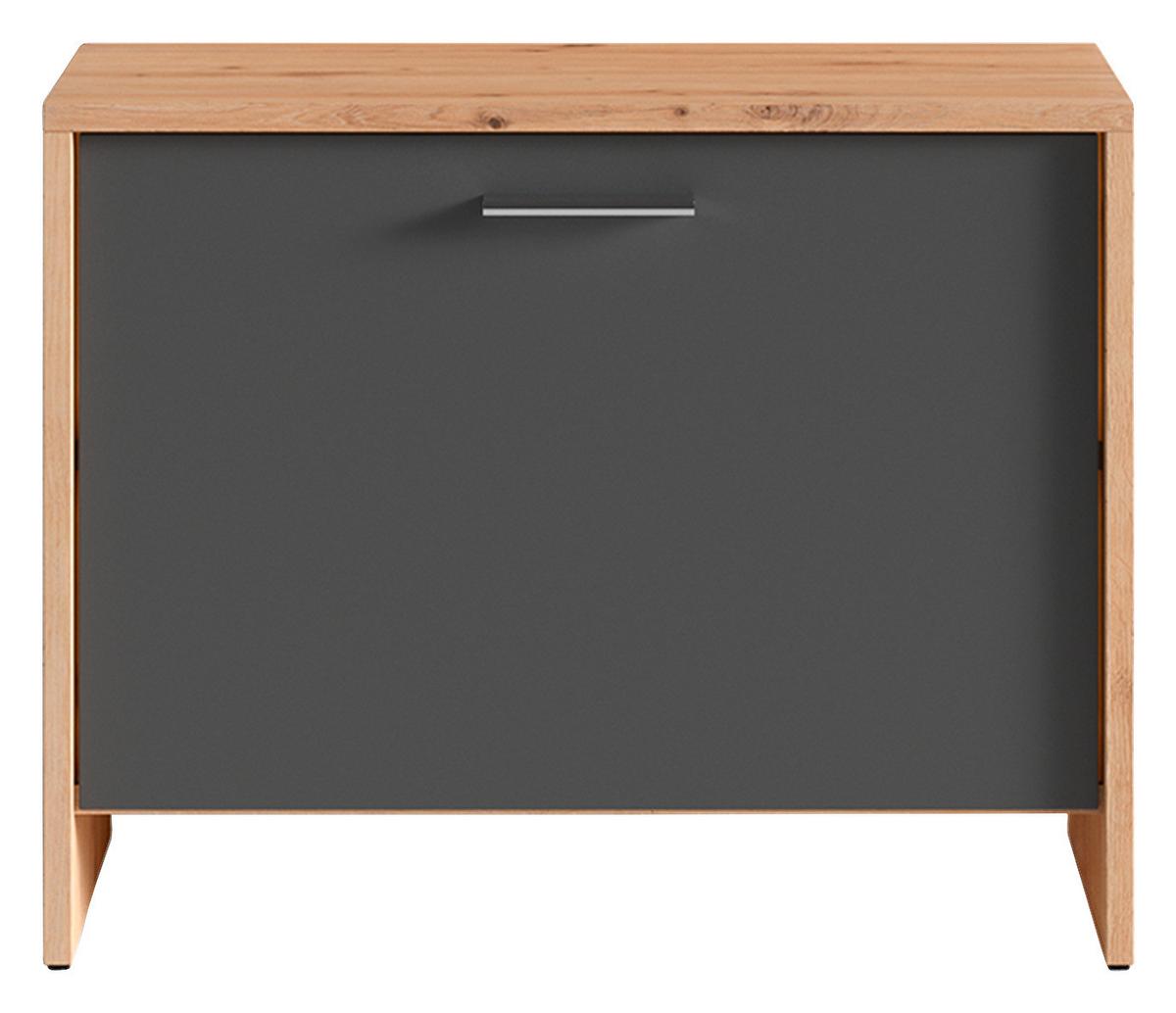 Garderobenbank Ben B: 60 cm 1 Tür Anthrazit/Eiche Artisan - Anthrazit/Schwarz, MODERN, Holzwerkstoff (60/48/35cm) - MID.YOU