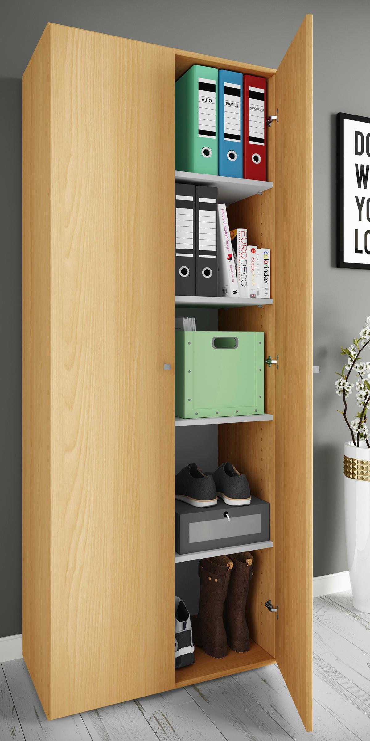 Víceúčelová skříň Vandol 70cm buk - černá/barvy stříbra, Basics, kompozitní dřevo/plast (70/178/40cm) - MID.YOU