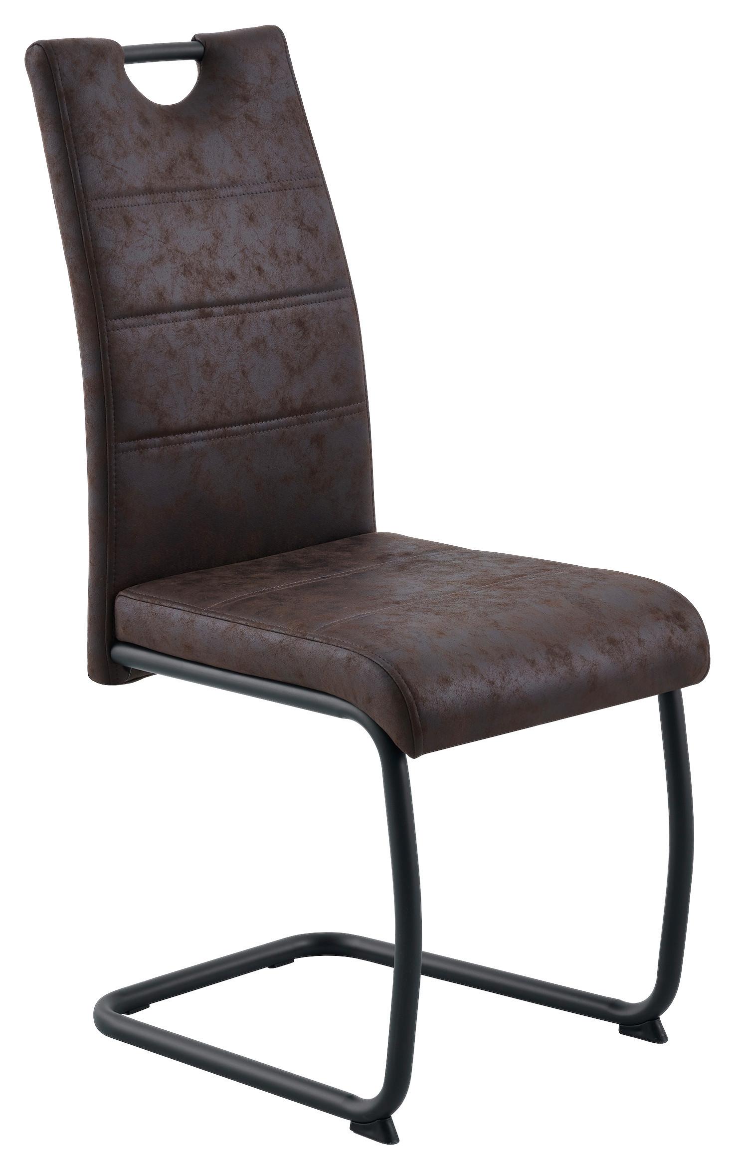 Stuhl Sabrina Microfaser Braun, B: 43 Cm - Schwarz/Braun, KONVENTIONELL, Textil/Metall (43/99/61cm)