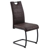 Stuhl Sabrina Microfaser Braun, B: 43 cm - Schwarz/Braun, KONVENTIONELL, Textil/Metall (43/99/61cm)