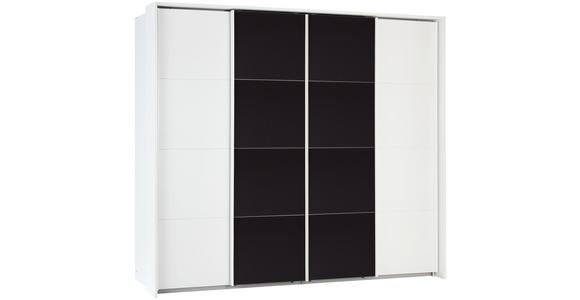 Schwebetürenschrank mit Glas 271cm Bensheim, Weiß/Basalt - Dunkelgrau/Eichefarben, MODERN, Glas/Holzwerkstoff (271/230/62cm) - James Wood