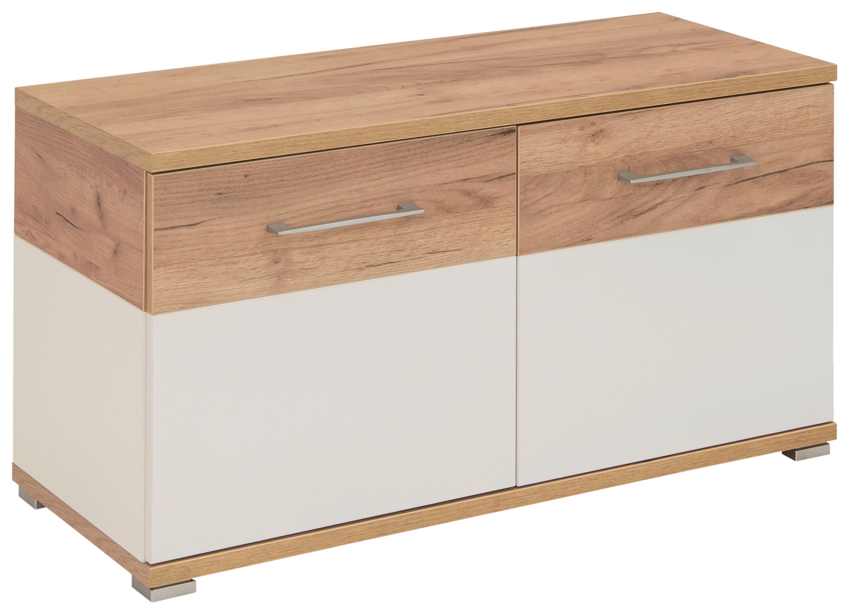 Garderobenbank Gw-Topix B 96cm 2 Drehtüren Eiche Dekor/Weiß