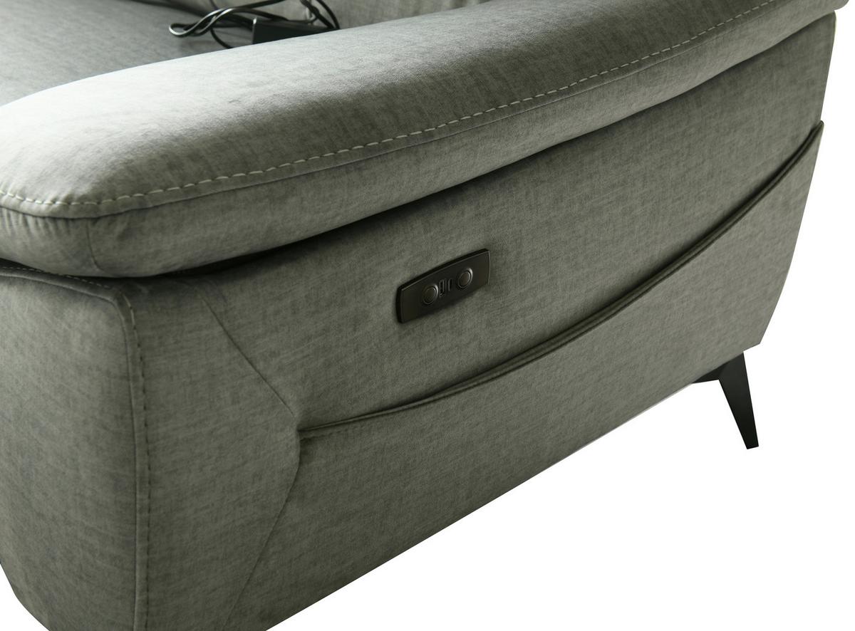 Ecksofa + Relaxfunktion Bonn Grau Leinenoptik 170x262 cm - Schwarz/Grau, MODERN, Holz/Textil (170/79/262cm)