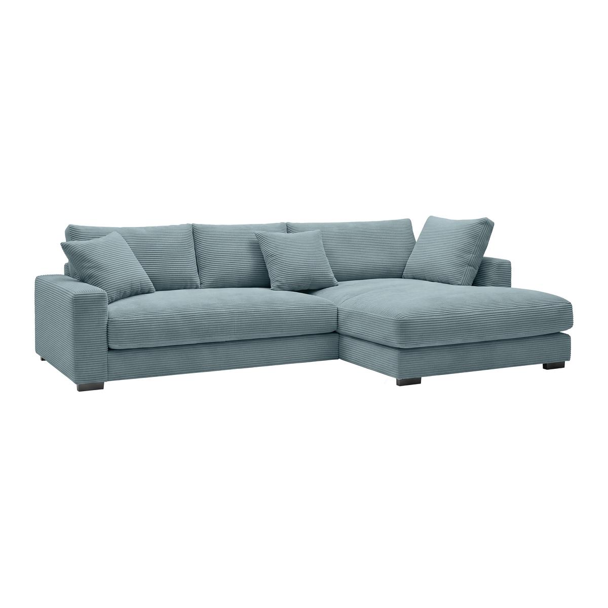 Rohová sedačka PEDRO, pravá, petrolejový manšestr - petrolej/černá, Moderní, textil/plast (300/190cm) - Mömax