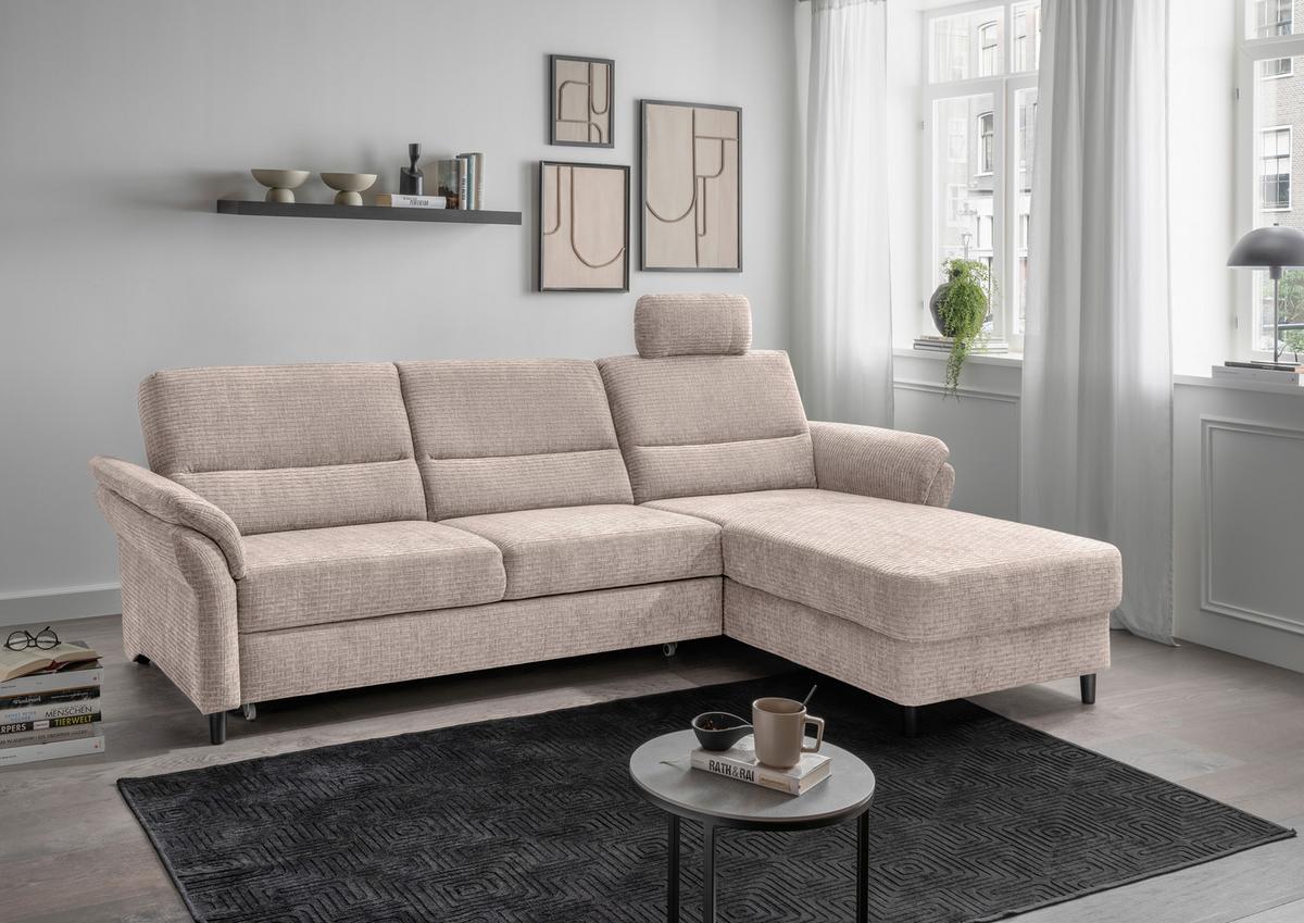 Ecksofa Cavoli, Beige S: 279x176 cm - Beige/Schwarz, MODERN, Textil (279/176cm) - Livetastic
