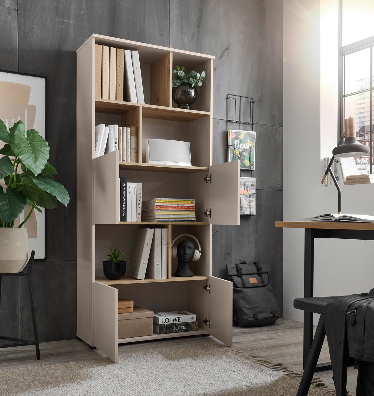 REGÁL SAVANNA -EXKLUSIV- - černá/kašmírová, Moderní, kompozitní dřevo/plast (80/180/35cm) - Mömax