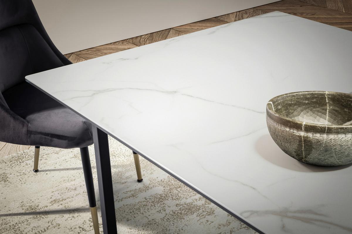 Esstisch Weiß, L: 180 cm - Schwarz/Weiß, Design, Keramik/Metall (180/90/76cm) - MID.YOU