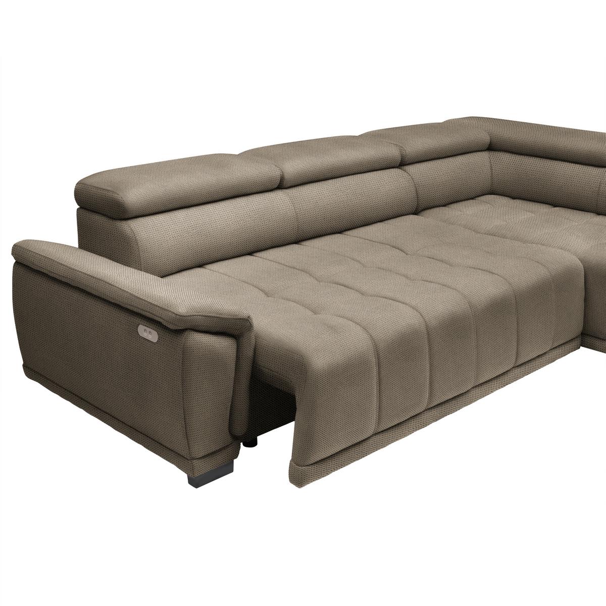 Rohová sedačka GRINALDI, pravá, béžová - čierna/béžová, Modern, textil/plast (283/206cm) - Premium Living