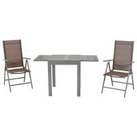 Gartenset Amalfi - Taupe/Silberfarben, MODERN, Textil/Metall - Gardenson