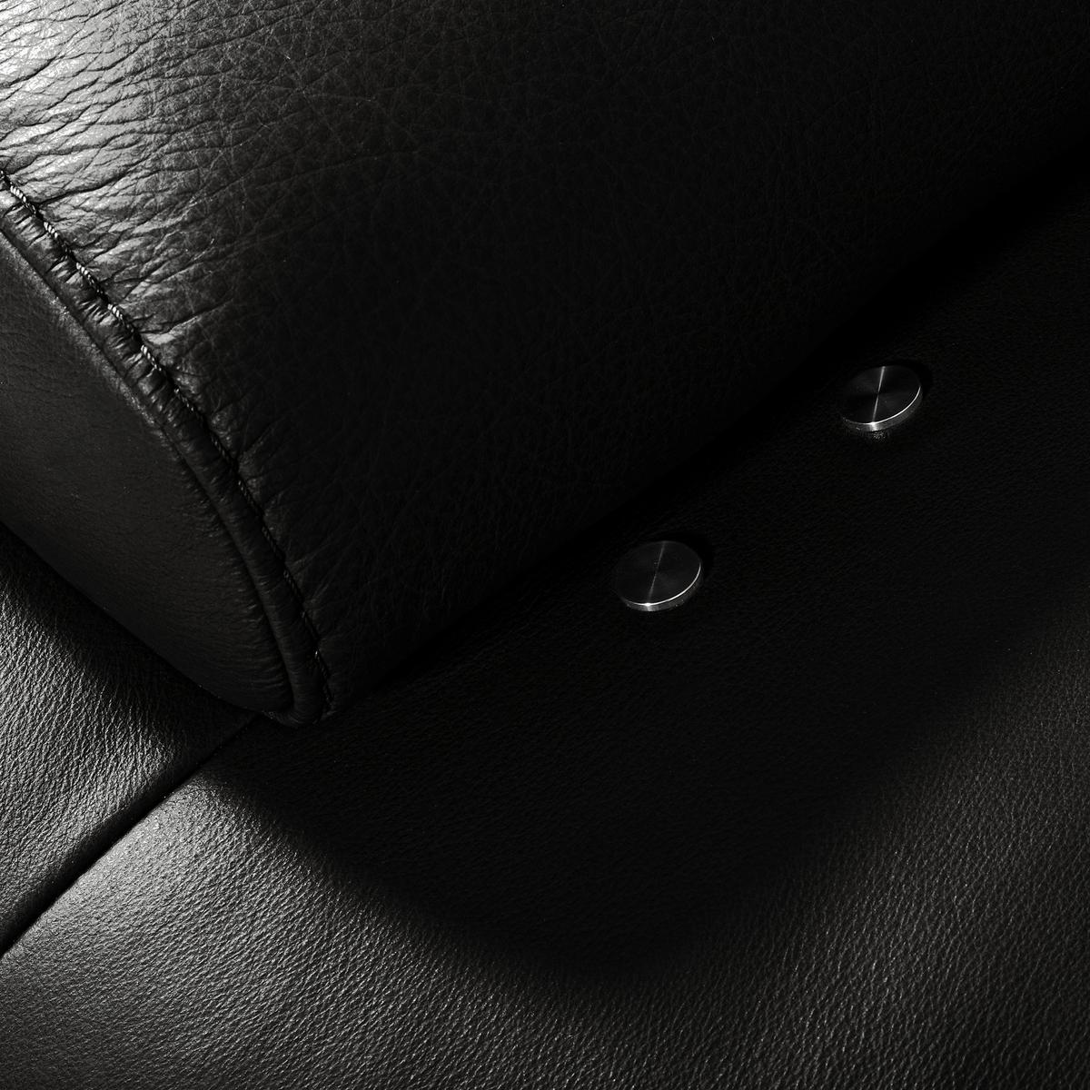 Ecksofa Como Echtleder Schwarz 306x237 - Schwarz/Grau, Design, Leder (306/237cm) - Livetastic