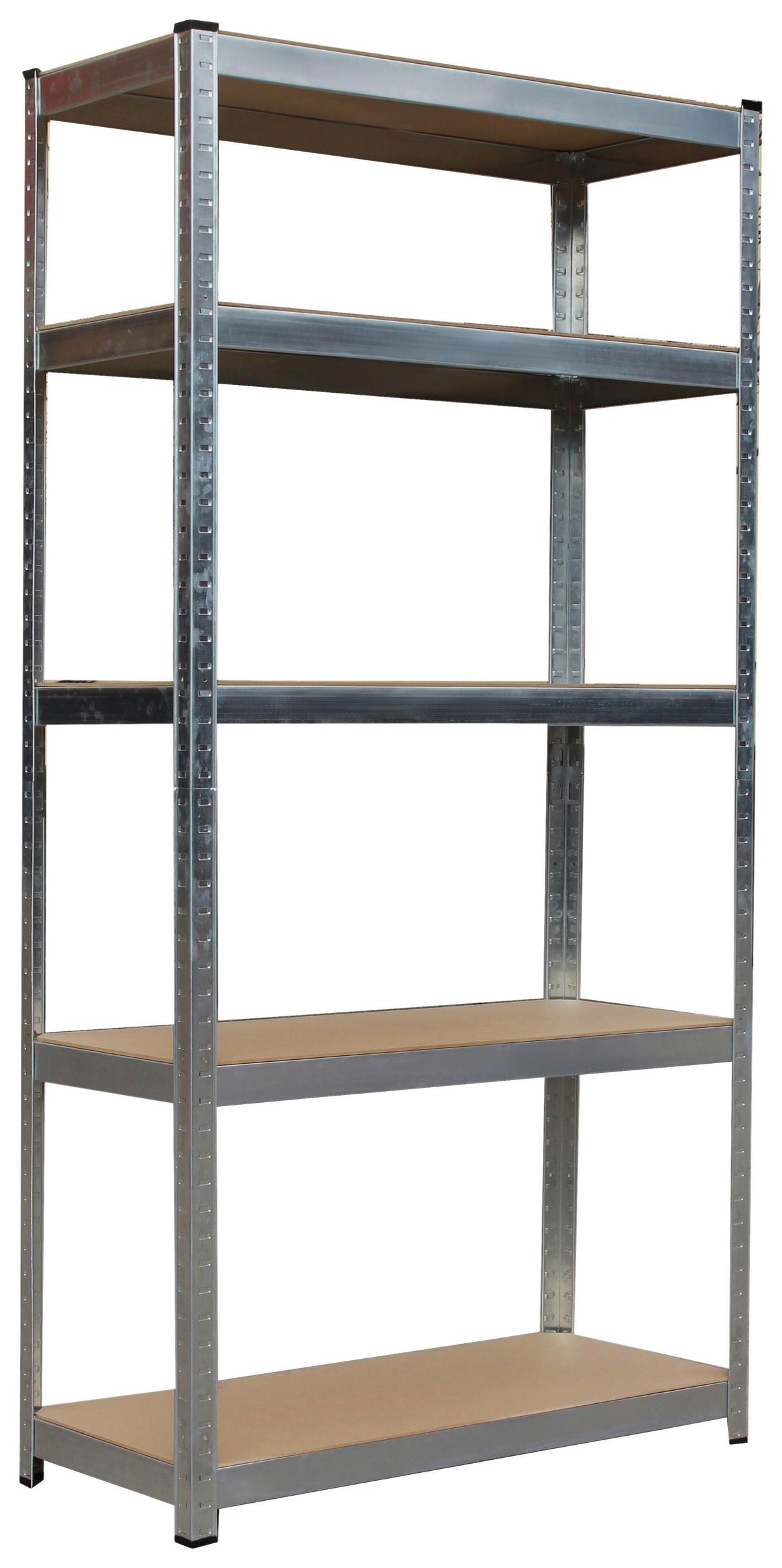 Schwerlastregal Stahl 75x172x30 cm Max. 375kg/Boden - Silberfarben/Naturfarben, Basics, Holzwerkstoff/Kunststoff (75/172/30cm) - Homezone