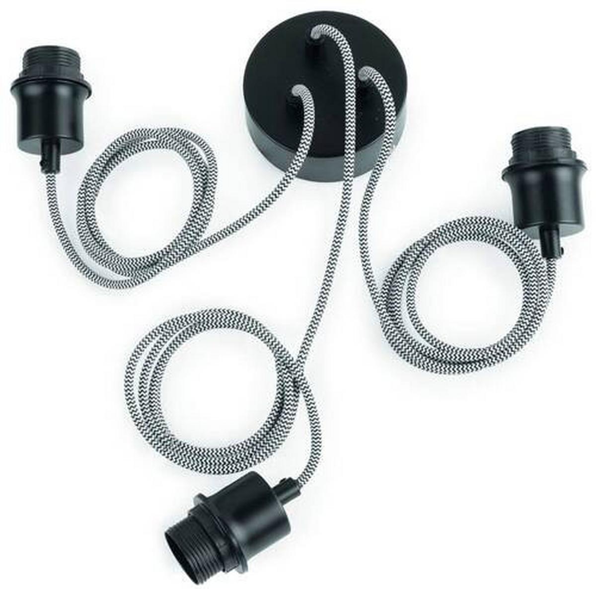 Hängeleuchte Bhutan/h3/bn - Schwarz/Naturfarben, Trend, Holz (65/50cm) - Good & Mojo