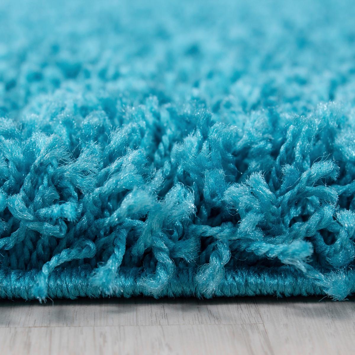 Hochflor Teppich Türkis Life Rund Ø 120 cm - Türkis, KONVENTIONELL, Textil (120cm) - Novel