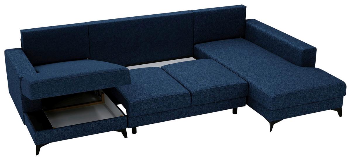 Harvey U Blau U: 156x339x190 Cm - Blau/Schwarz, Design, Textil (156/339/190cm) - Livetastic