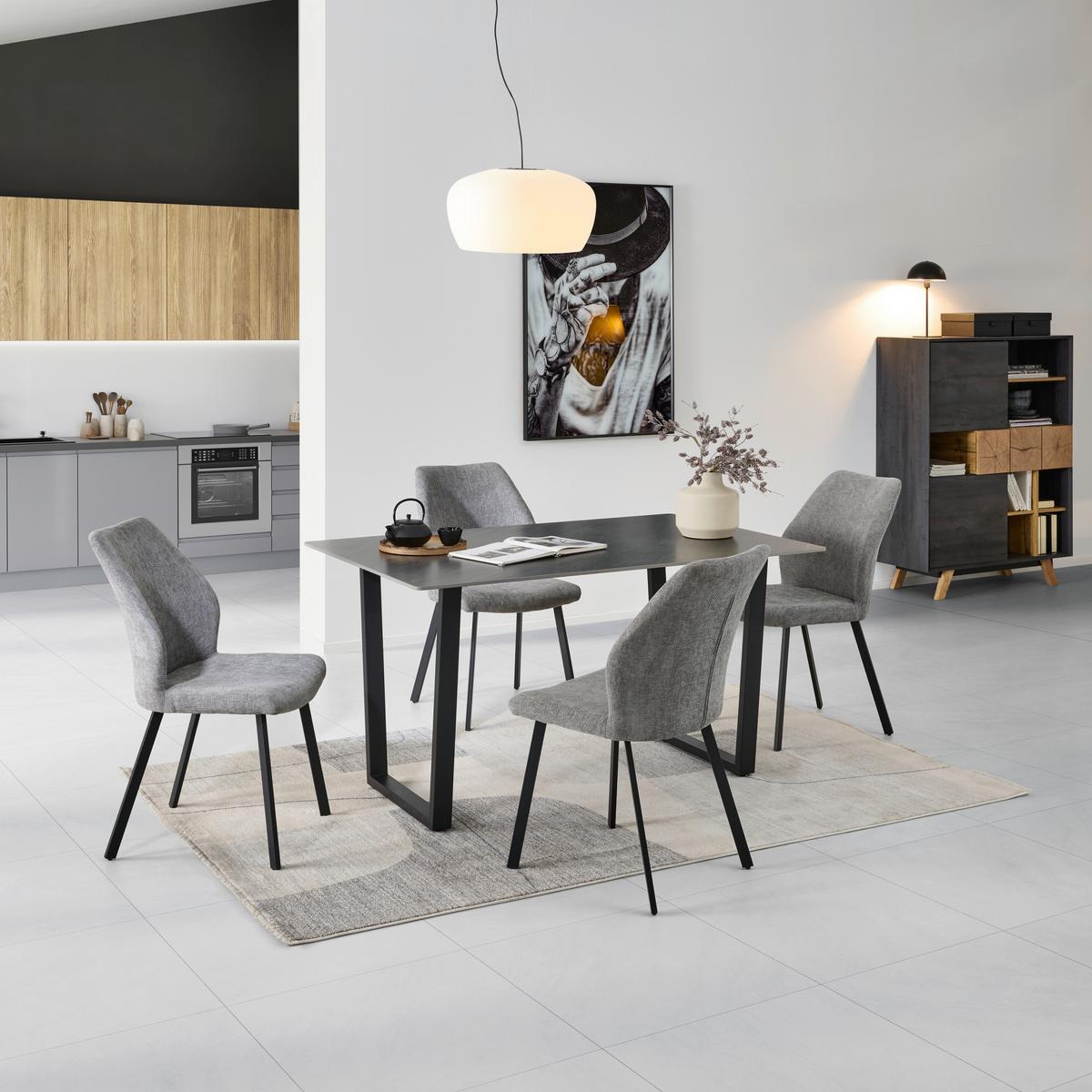 Éktezőgarnitúra 5 Részes Perth - sötétszürke, Konventionell, kő/textil (90/140/76cm) - MID.YOU