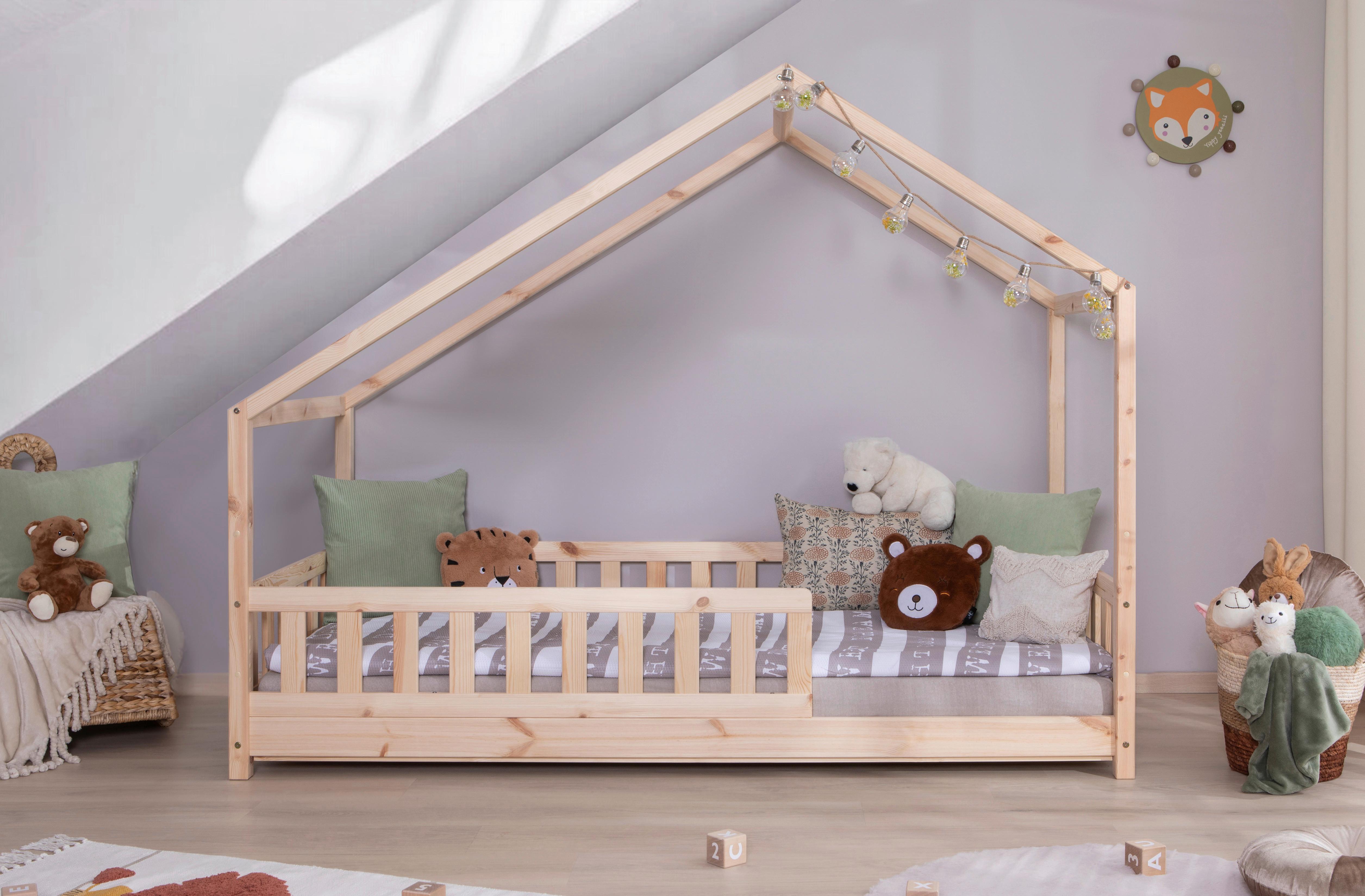 Hausbett Lou Naturfarben B: 120 Cm - Naturfarben/Weiß, MODERN, Holz/Textil (120/200cm) - MID.YOU