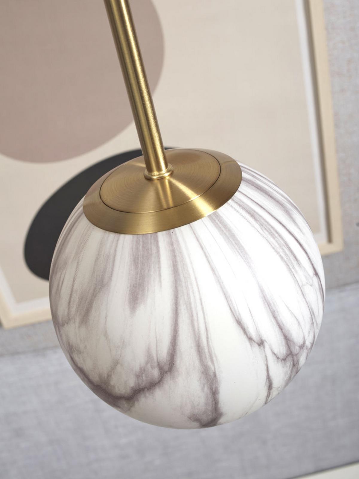 Hängeleuchte Carrera D: 28 cm 1-Flammig - Goldfarben/Weiß, Basics, Glas/Metall (28/42cm) - It's about Romi