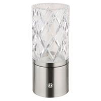 Akku-Tischleuchte 21010n Lunki - Klar/Chromfarben, KONVENTIONELL, Kunststoff/Metall (8/19cm) - Globo