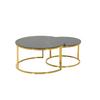 Couchtischset Joel Schwarz D: 80/60 cm - Goldfarben/Schwarz, Design, Stein/Metall (80/60/41/37cm) - Livetastic