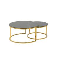 Couchtischset Joel Schwarz D: 80/60 cm - Goldfarben/Schwarz, Design, Stein/Metall (80/60/41/37cm) - Livetastic