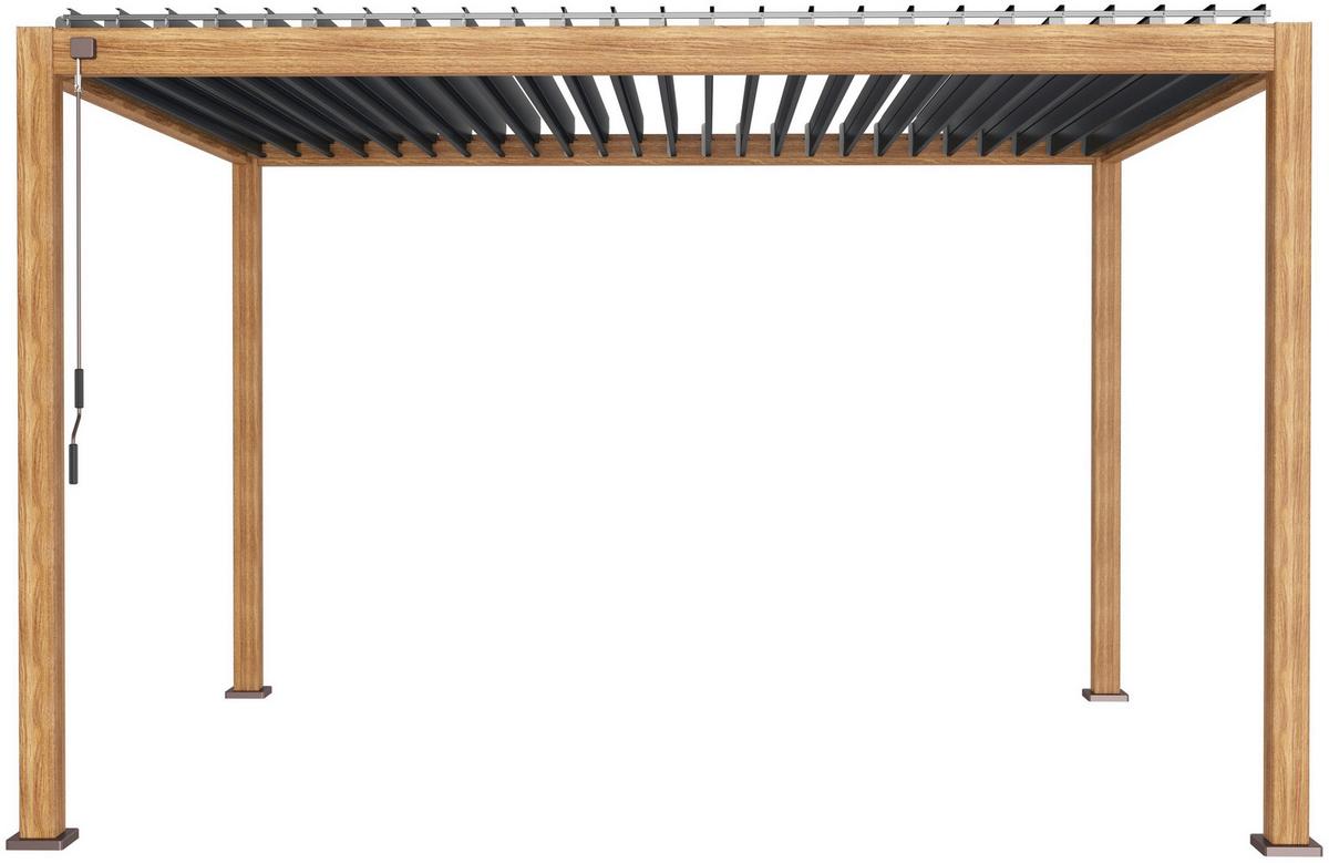 PERGOLA DELUXE 400X300CM HOLZOPTIK - Anthrazit/Braun, MODERN, Metall (400/250/300cm) - Gardenson