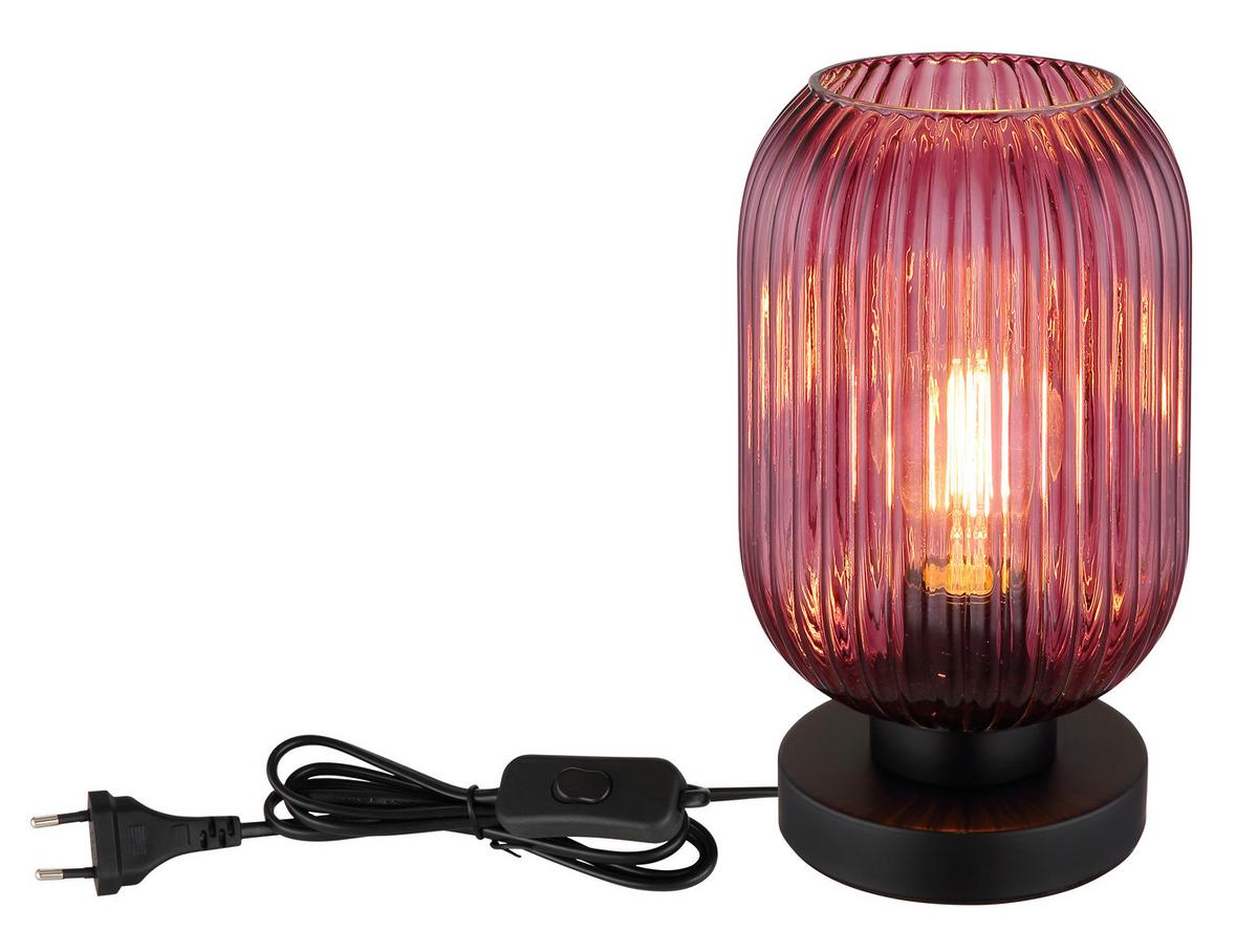 Tischleuchte 15469tp - Lila/Schwarz, KONVENTIONELL, Glas/Metall (14/24cm) - Globo