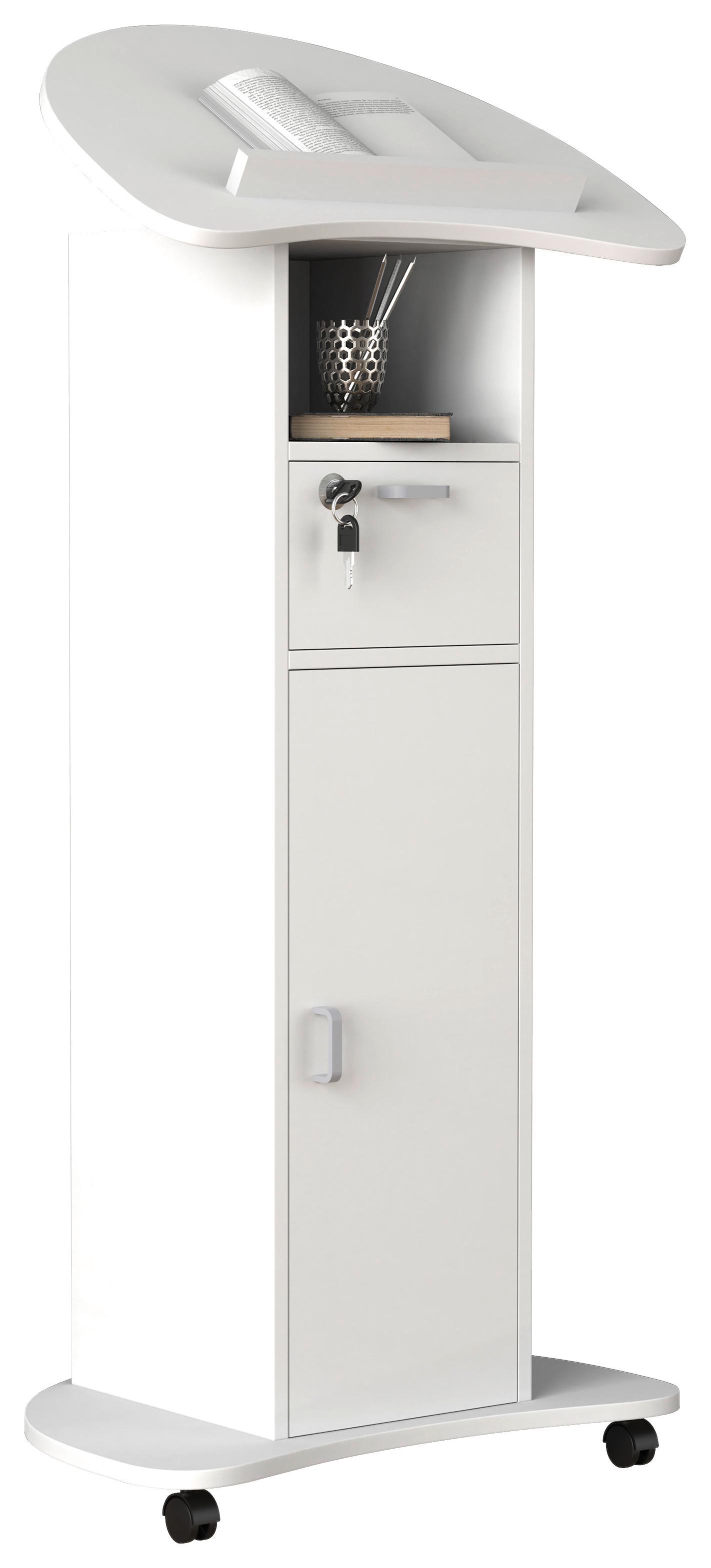 Stehpult Redola L B: 56 Cm Weiß Mit Stauraum - Weiß, MODERN, Holzwerkstoff (56/110/37cm) - MID.YOU