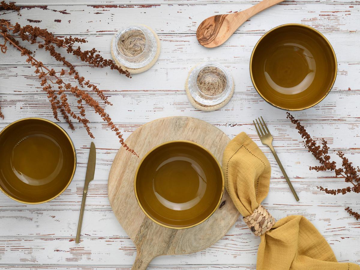 Schüsselset Mallorca Blau, Braun 4--Teilig - Blau/Braun, Basics, Keramik - Creatable