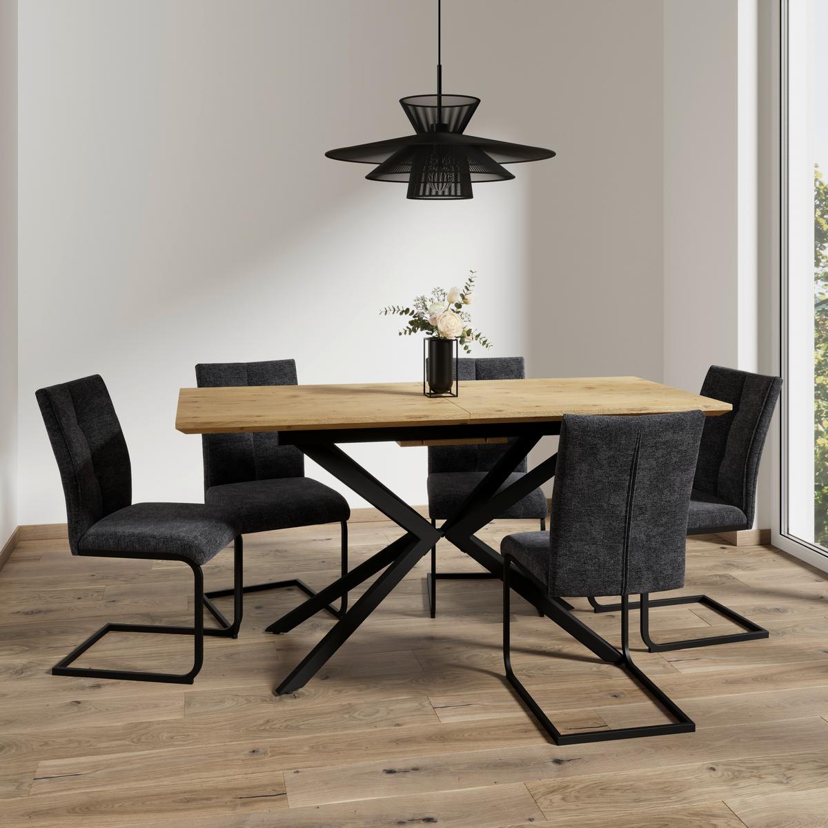 Houpací židle Colien COLIEN - černá/tmavě šedá, Moderní, kov/dřevo (46/94/62cm) - Bessagi Home