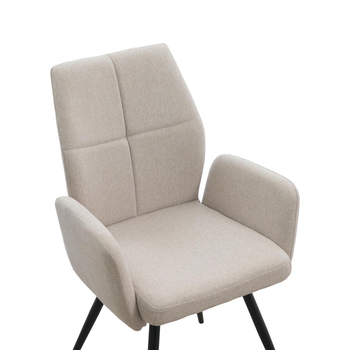 Armlehnstuhl Udo Beige B: 58 cm - Beige/Schwarz, MODERN, Textil/Metall (58/91/59cm) - Livetastic