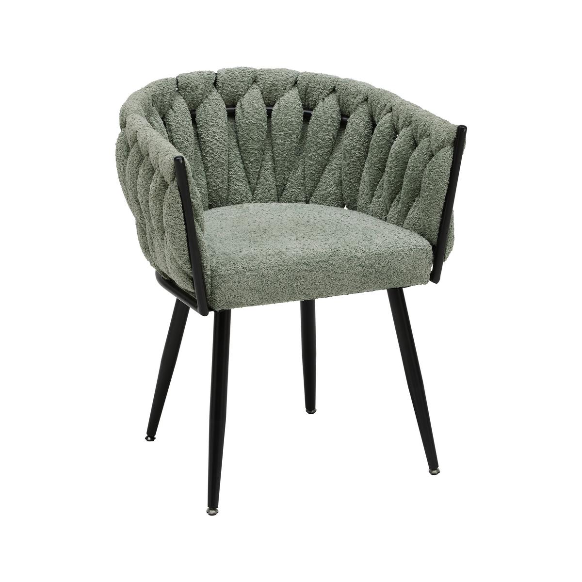 Židle s područkami zelená ženilka - černá/světle zelená, Moderní, kov/dřevo (64/78/55cm) - Premium Living