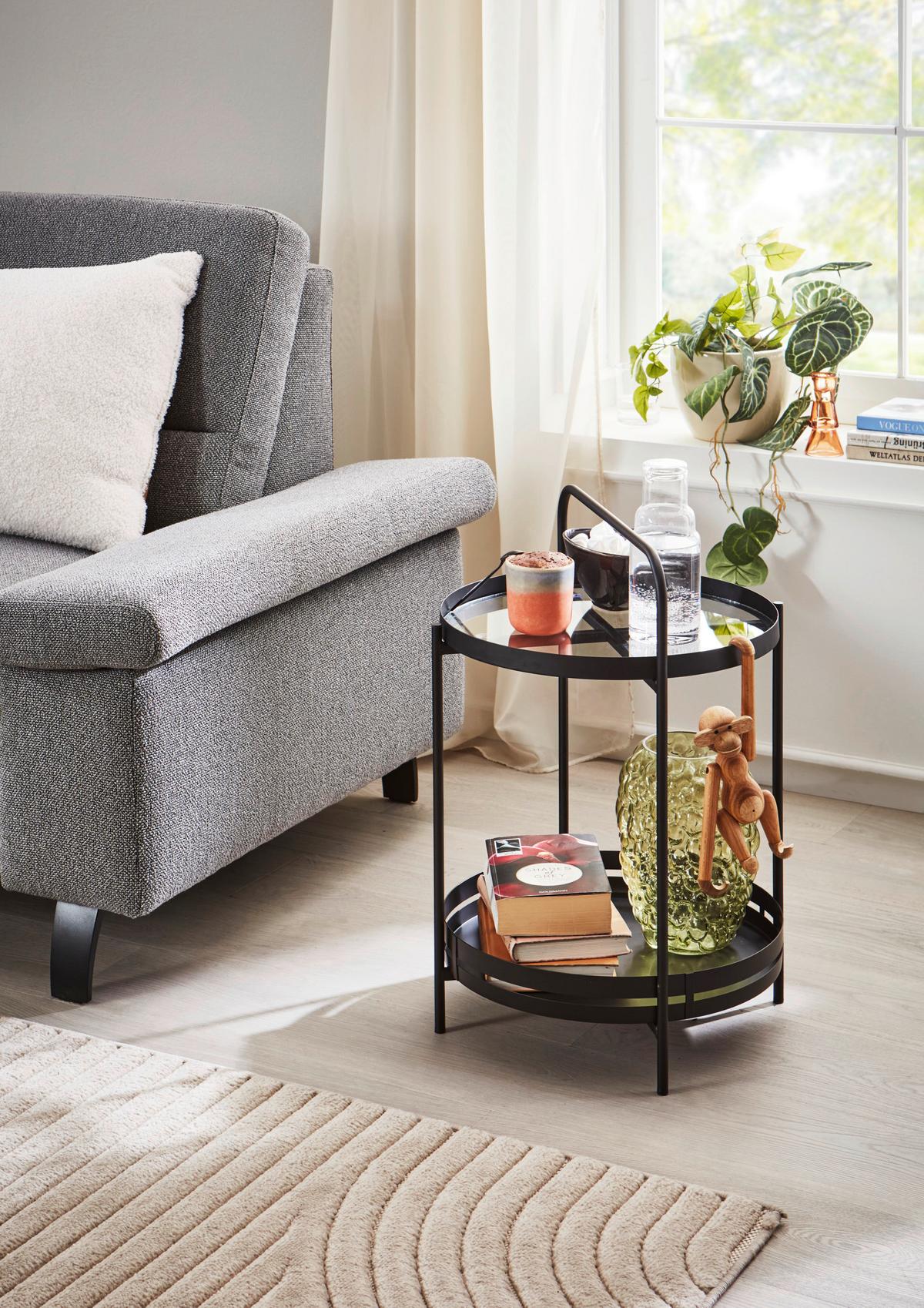 Couchtisch Schwarz B: 44 cm - Schwarz, Design, Glas/Metall (44/62/44cm) - MID.YOU