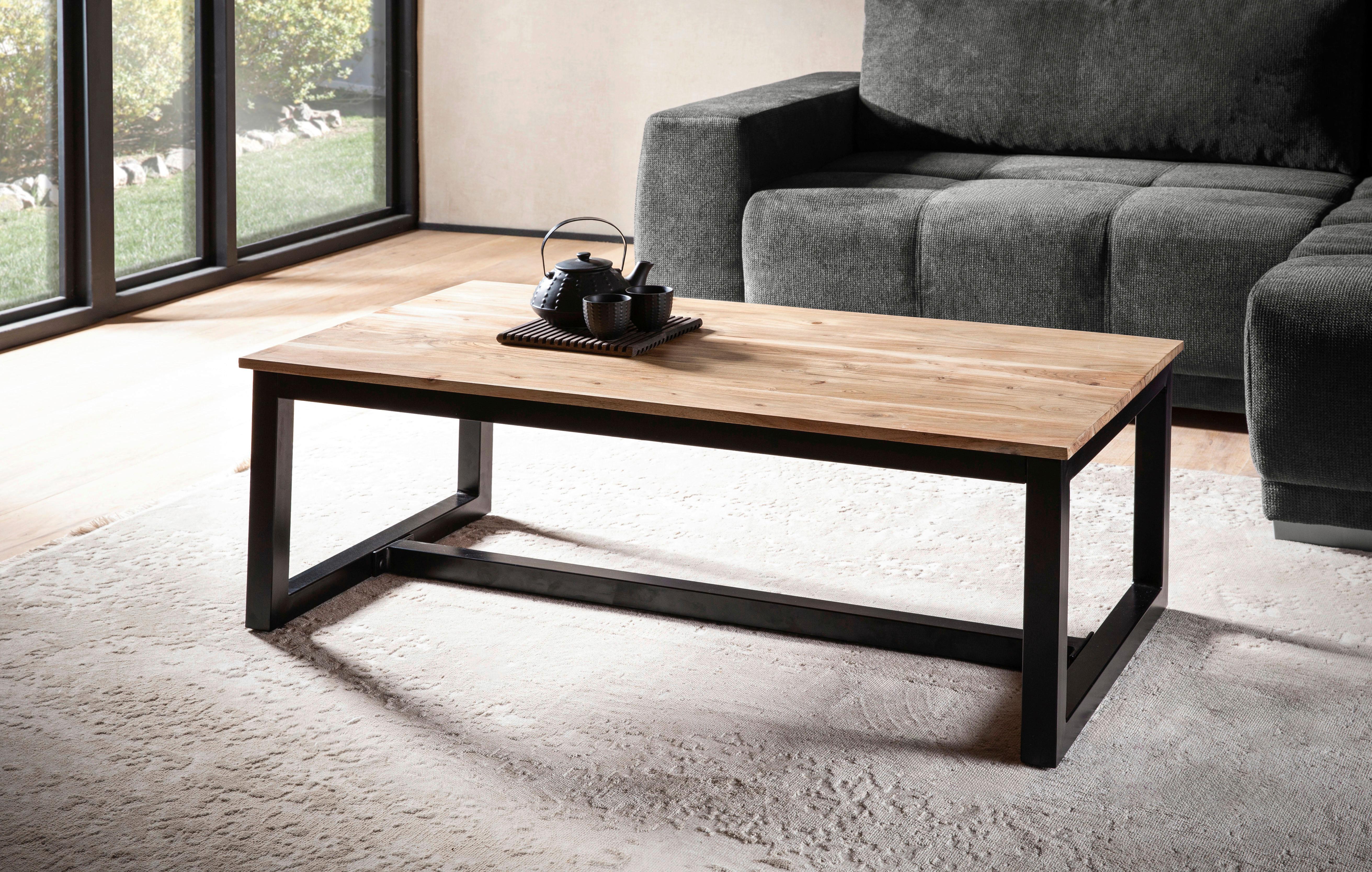 Couchtisch Akaziefarben L: 110 cm - Schwarz/Akaziefarben, Design, Holz/Metall (110/60/40cm) - MID.YOU