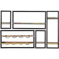 WANDREGALSET 5-TLG. WANDREGAL-SET ALTHOLZ - Multicolor/Schwarz, Design, Holz/Metall (120/75/25cm) - MID.YOU