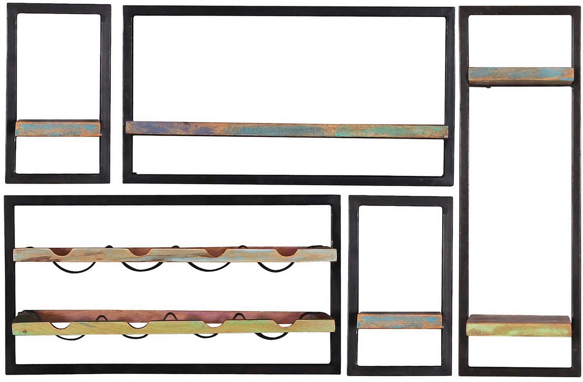 Wandregal Multicolor/Schwarz B: 20cm - Multicolor/Schwarz, Design, Holz/Metall (20/35/25cm) - MID.YOU