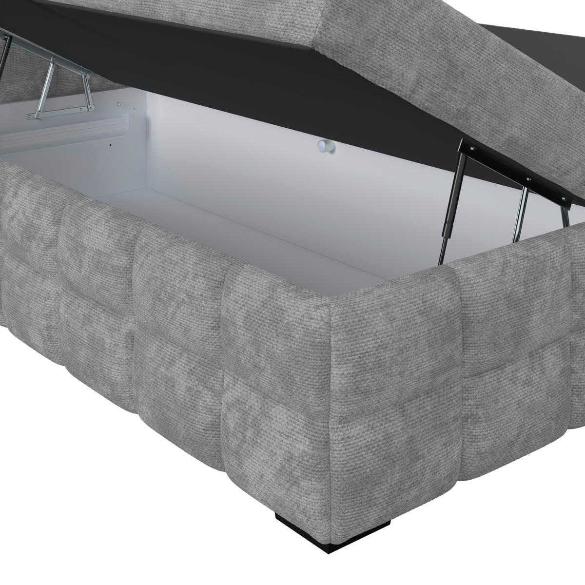 Čalouněná postel VEGA 180x200 cm, šedá - šedá/černá, Trend, dřevo/textil (180/200cm)