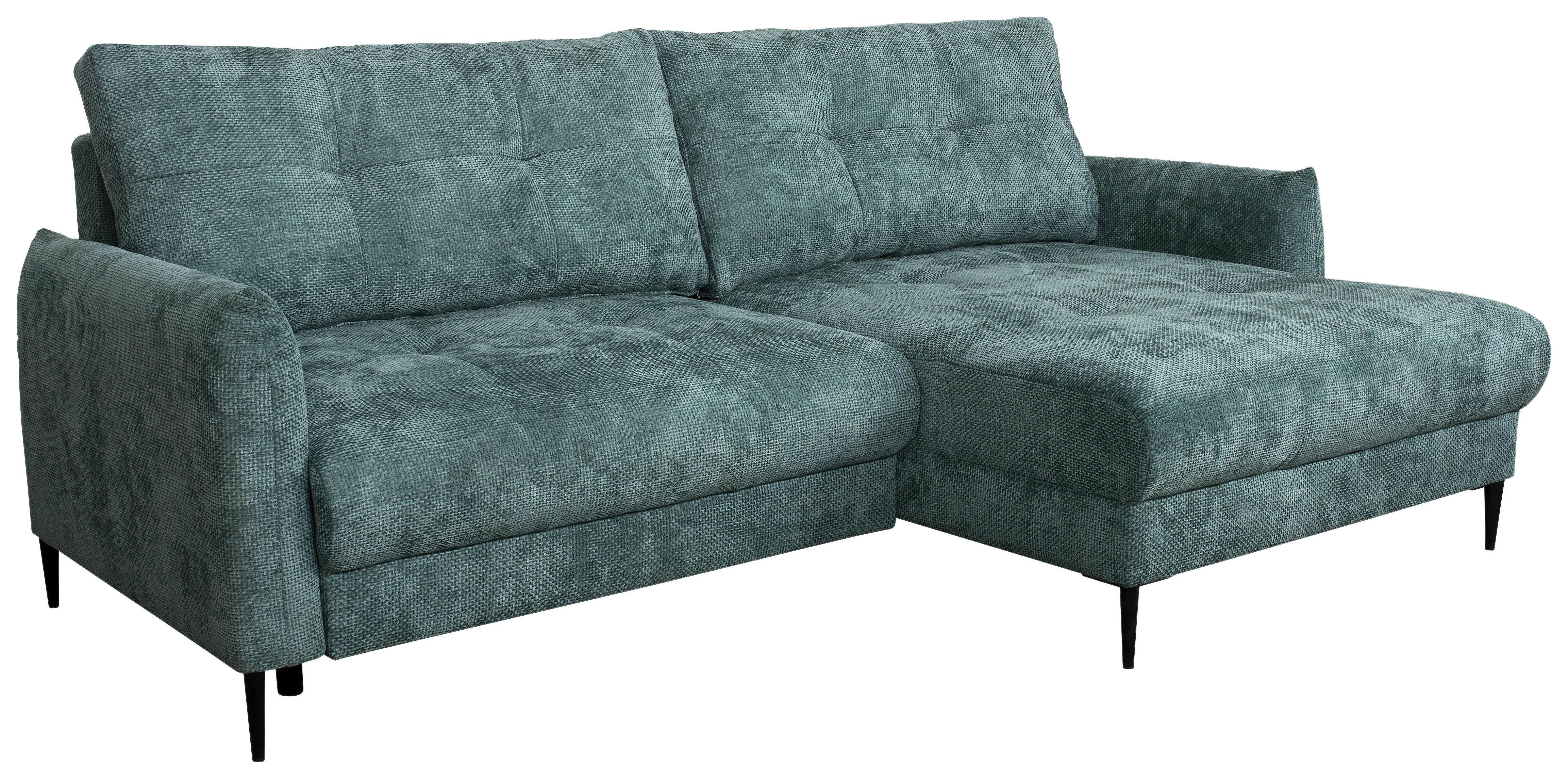 Rohová sedačka POLIS, obojstranná, tyrkysová - tyrkysová, Modern, kov/textil (221/142cm) - Based