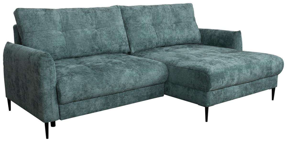 Rohová sedačka POLIS, obojstranná, tyrkysová - tyrkysová, Modern, kov/textil (221/142cm) - Based