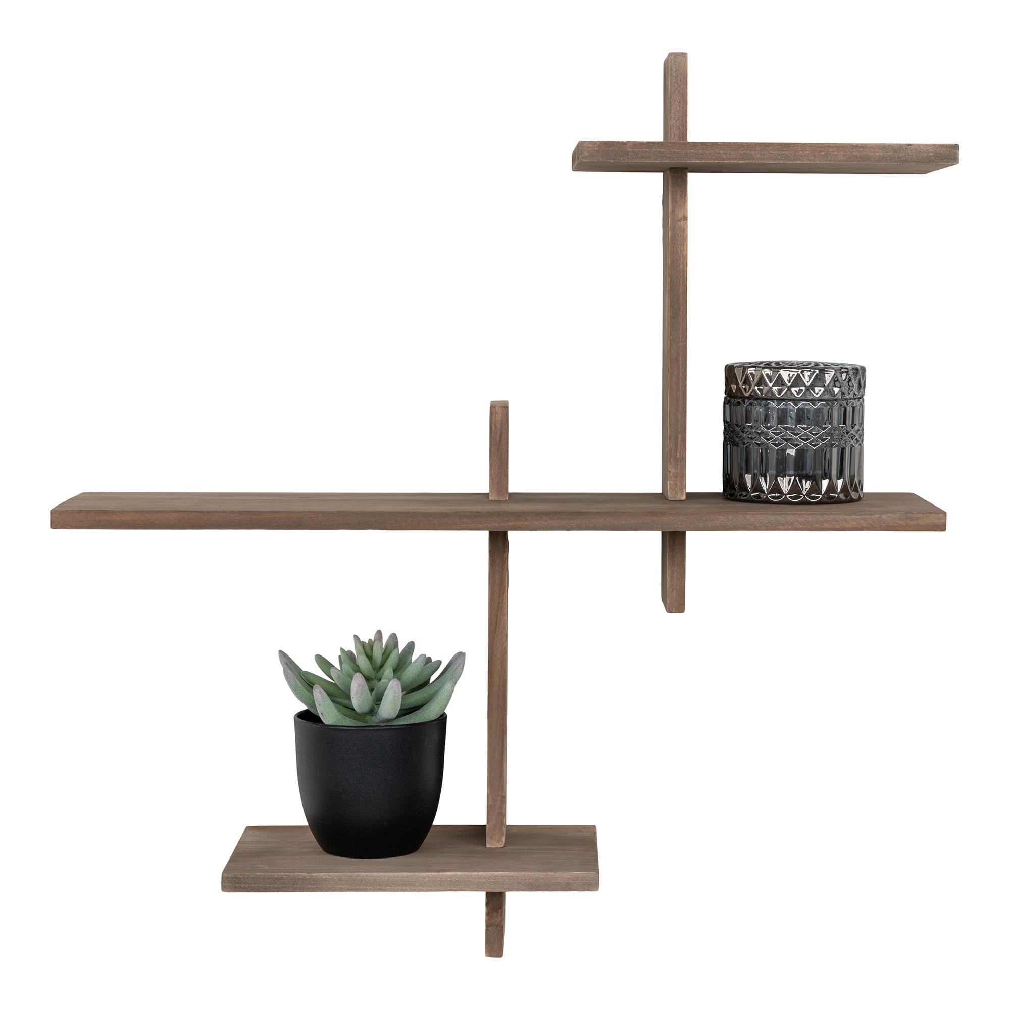 Wandregal Gavi Braun B: 53 cm - Braun, Design, Holz (53/56/15cm)
