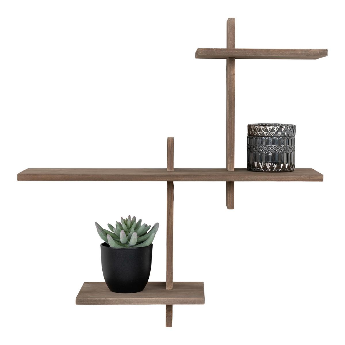 Wandregal Gavi Braun B: 53 cm - Braun, Design, Holz (53/56/15cm)