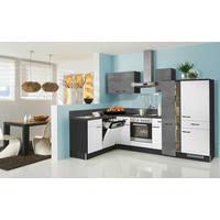 Eckküche Pn80/100 mit Geräten 175x285 cm Weiß/Grafit Modern - Weiß, Holzwerkstoff (175/285cm) - Pino