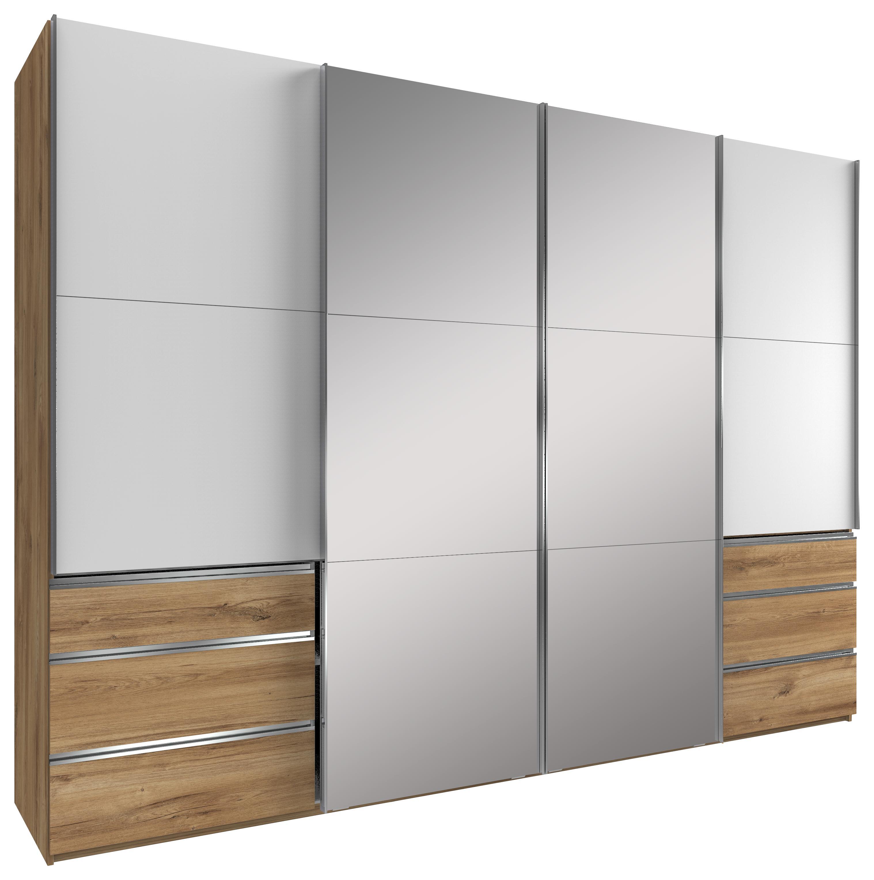 Schwebetürenschrank Level 36a B:300cm Eiche Dekor/ Weiß - Eichefarben/Weiß, MODERN, Holzwerkstoff (300/216/65cm)