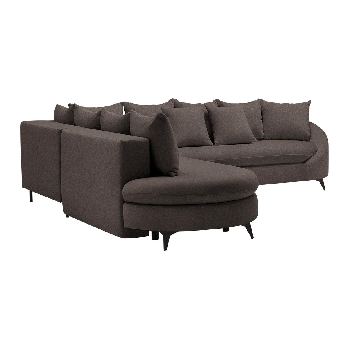 Rohová sedačka AXEL, ľavá, mokka ženilka - čierna/mokka, Modern, kov/textil (250/87/291cm) - Mömax