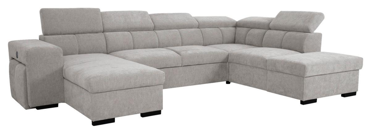 Wohnlandschaft Sirus XL hellgrau,219x334cm - Eichefarben/Hellgrau, KONVENTIONELL, Holz/Holzwerkstoff