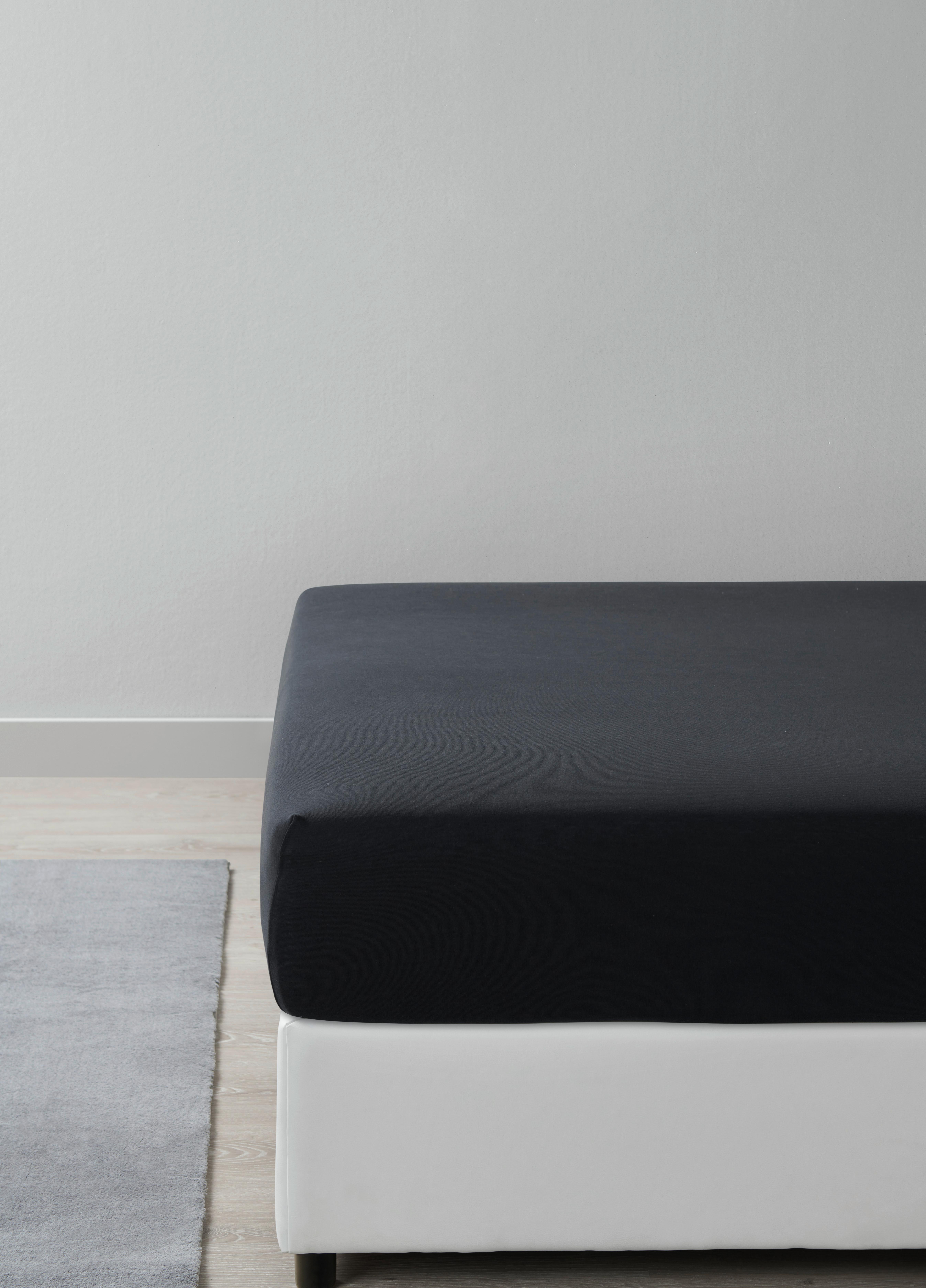 Napínacia plachta Basic, 180-200/200/28cm - čierna, Modern, textil (180/200cm) - Modern Living
