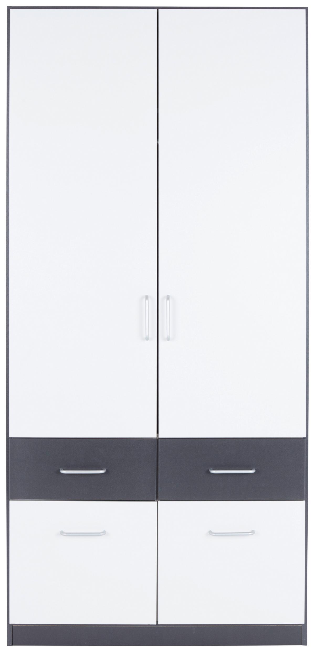 Drehtürenschrank 91 cm Aalen Extra Grau/Weiß - Weiß/Grau, KONVENTIONELL, Holzwerkstoff (91/197/54cm)