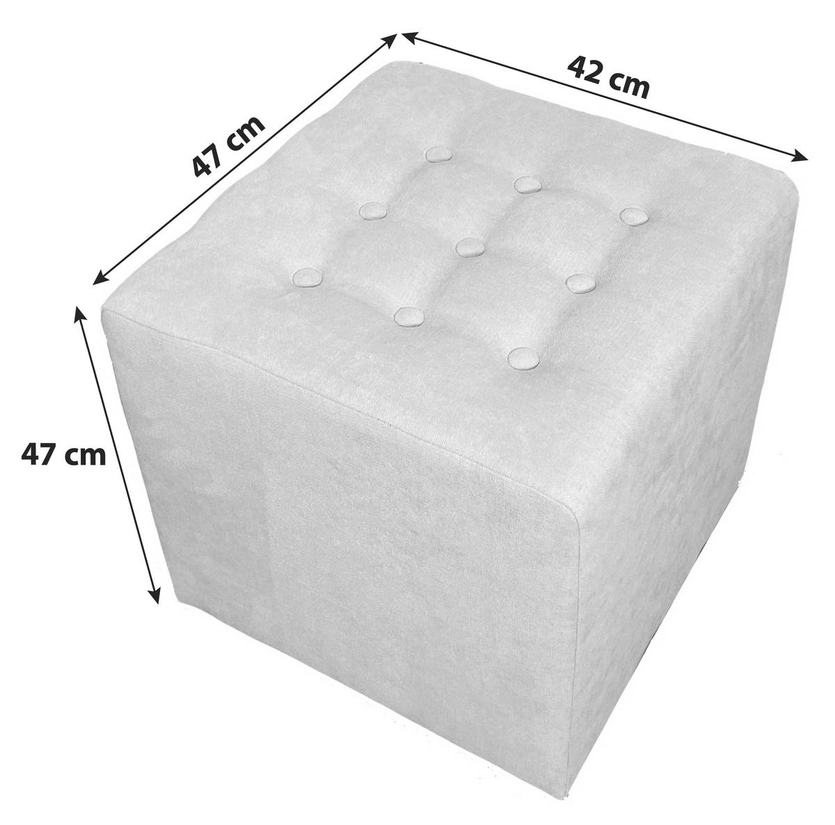 Sitzwürfel New Square Textil Hellgrau H: 47 cm - Hellgrau/Schwarz, Basics, Textil (47/47/42cm) - P & B