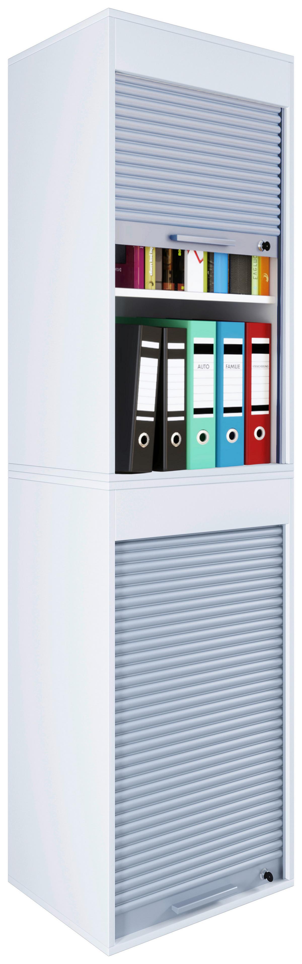 Aktenschrank Aktos XL Weiß/Grau B: 50 cm - Weiß/Grau, MODERN, Holzwerkstoff/Kunststoff (50/186/40cm) - MID.YOU